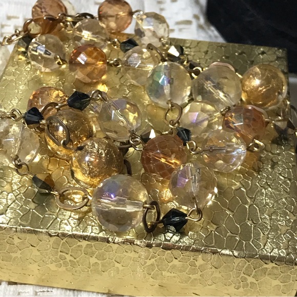 Murano Vintage Italian Gold foil beads, Swarvoski Necklace shiny and fabulous! - Picture 6 of 7